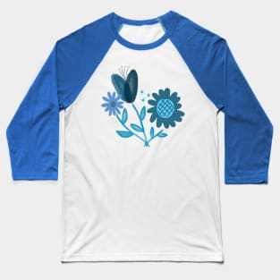 Blue Flower Bouquet Baseball T-Shirt